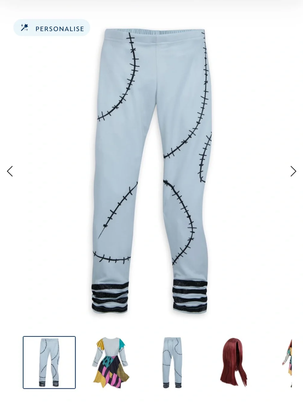 Disney store Sally 3 piece costume The Nightmare before Christmas